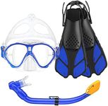 Seovediary Kids Snorkel Set, Mask Fins Snorkeling Gear for Kids Anti-Fog Swim Goggles 180 Panoramic View Dry Top Snorkel and Dive Flippers Combo with Travel Bag for Snorkeling Training Swimming Diving