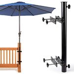 Wanhork Heavy Duty 304 Stainless Steel Patio Umbrella Holder,Deck umbrella holder,for Outdoor Fixed Deck Railing Post(Range/3in-6in) Umbrella deck Mount(Post, Black)