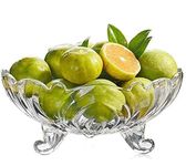 GIYANZA Fruit Bowl Designer Glass Serving Fruit Bowl,Vegetable Bowl, Table Fruit Bowl Flat Base, Fruit Bowl Dining Table Glass Serving & Dinnerware Transparent (Crystal Fruit Bowl)(Pack if 1)