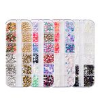 4 Boxes Nail Jewelry Pearls Nail Rhinestones Flat Back AB Diamonds Round Beads Mix Glass Charms Gems Stones For 3D Nails Art Decorations