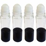 Roll On Empty Glass Bottles for Essential Oils - Refillable Roller Color Roll On - Bulk - 30 ml 1 oz -Clear Color by Bargz