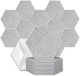 12 Pack Hexagon Acoustic Panels 14.17"X12.4"X0.35" Self-Adhesive High Density Sound Absorbing Panels Sound for Wall Panels in Home Office Reccording Room Studio（Silver Gray）