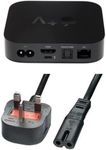 Invero® UK 3 Pin Power Mains Adapter Lead for Apple TV - (Black) - 2 Meter