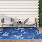 ICustomRug Outdoor Rug Mat- Foliage Blue 5'X8' Reversible Picnic and Beach Area Rug, Perfect for Patio, Camping, Sunroom, and Any Outdoor Space