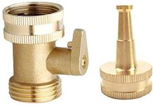 cozyou Heavy Duty Brass Jet Sweeper Sprayer Nozzle with Garden Hose Shut Off Valve Connectors