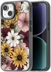 casevivid Compatible for iPhone 13 Case Cute Aesthetic - Durable Fashion Funny Phone Case - Girly Sunflower Pattern Print Cover Design for Woman Girl 6.1 inches Black