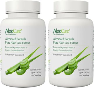 AloeCure Organic Aloe Vera Capsules, 130,000mg Inner Aloe Leaf Equivelant per Serving, Support Gut Health & Digestive Comfort, Stomach Acid Buffer, Natural Immune Supplement, Aloin Free, 30 Caps x 2