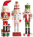 THE TWIDDLERS 3 Wooden Nutcracker Christmas Decor 10" Xmas Countdown, Candy, Gingerbread, Decorative Christmas Nutcracker Figures, Nutcracker Christmas Decorations, Cascanueces de Navidad in Gift Box