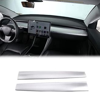 Central Control Dashboard Panel Trim Cover Fit for Tesla Model 3 2017-2020,Dash Cover Wrap Cap,ABS,2PCS (Chrome)