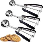 JUNADAEL J Cookie Scoop Set, Include 1 Tablespoon/ 2 Tablespoon/ 3 Tablespoon, Cookie Dough Scoop, Cookie Scoops for Baking set of 3, 18/8 Stainless Steel, Soft Grip