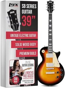 LyxPro 39” SB Series Electric Guitar, LP Style for Beginner, Intermediate & Pro Players Solid Body Guitar, Bonus 2-Pack of Picks, Mahogany Wood, Volume/Tone Controls, 3-Way Pickup - Sunburst