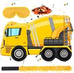 Construction Dump Truck Pinata Construction Pinata with Blindfold and Bat Construction Party Supplies Tractor Excavator Pinatas for Boy Kids Construction Truck Birthday Decor (Cement Mixer Truck)