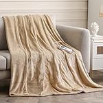 HOMLYNS Electric Blanket Twin Size with 1-12 hrs Timer Auto-Off & 10 Heating Levels, Double-Layer Flannel Heated Blanket with ETL Certification, Machine Washable Heating Blanket (62”x 84”, Beige)