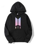 Stunning Collection BTS Black Cotton Hooded Hoodie for Girls/Boys/Womens/Kids/Men