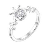 YL Mum Ring 925 Sterling Silver cut Cubic Zirconia Mother Crown Ring Gifts for Mum Women(Size L)
