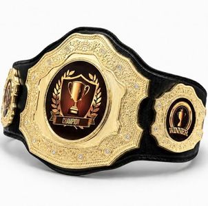 HANDSY Die Cast Heavy Championship Belt Adult – Real Leather Trophy Belt for Sports, Awards, Gifts, Events, Wrestling, and Prizes