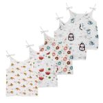 BAYBEE 100% Organic Cotton Muslin Knot Jablas for Baby | Summer Wear Sleeveless Baby Vest Jabala | Infant Toddler New Born Baby Clothes | Baby Dress for Boys Girls 6-9 Months (Assorted, Pack of 5)