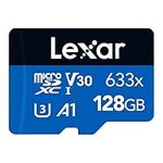 Lexar 633x 128GB Micro SD Card, microSDXC UHS-I Card + SD Adapter, microSD Memory Card up to 100MB/s Read, A1, Class 10, U3, V30, TF Card for Smartphones/Tablets/IP Cameras (LMS0633128G-BNAAA)