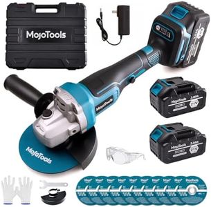 MoJoTools 21V Cordless Brushless Angle Grinder – 4-1/2" Electric Grinder with 2×3.0Ah Batteries, 9000 RPM, Fast Charger, Safety Brake, Dual Handle – for Cutting, Grinding, Polishing