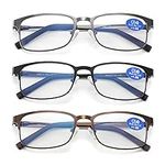 Reading Glasses for Men - 3 Pack Blue Llight Blocking Men's Metal Readers (3 Pairs Mix Color, 1.75, multiplier_x)