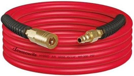 DEWENWILS 1/4 Inch x 25FT Hybrid Air Hose 300 PSI, Heavy Duty Air Compressor Hose with 1/4" Industrial Quick Coupler Fittings, Flexible and Kink Resistant Air Hose (Red)