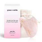 Award Winning Rose Quartz Gua Sha Massage Tool - Guasha Tool for Face - Skincare Gua Sha Stone - Sculpting Jawline, Lymphatic Drainage, Depuffing, Massager - Guasha Facial Tool