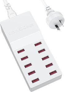 USB Charger Multiple, FOSION 50W/10A USB Charging 10-Port Multi USB Power Supply, USB Charger Desktop Station Block for iPhone 15/1413,Galaxy S23,Smartphones,Tablets and Other USB Devices