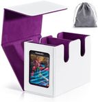 Infinity Guard Deck Box with Commander Display Window，Trading Card Storage Box holds 160+ Double-Sleeved Cards, Baseball Card Case Suitable for MTG,CCG,EDH (White&Purple)