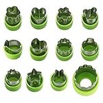 wugongshan 12 Pcs Vegetable Fruit Cutters, Stainless Steel Cookie Cutters Shapes Set, with Non-Slip Protection Handle for Pastry Bento Lunch Kids Party Vegetable Fruit Cookie Cutters