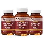 Carbamide Forte Antarctic Krill Oil 1000mg with Marine Phospholipids & 2% Astaxanthin | 100% Pure Krill Oil Omega 3 300mg Capsules for Heart, Brain, Joint, Eye & Skin Health - 30 Softgels (Pack of 3)