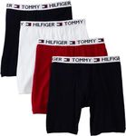 Tommy Hilfiger Men's 4 Pack Boxer Brief, Red/Navy/White, Medium