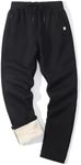Flygo Men's Fleece Pants Sherpa Lined Sweatpants Active Athletic Winter Warm Jogger Pants(Straight Bottom Black-L)