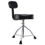 Miwayer Drum Throne with Backrest Saddle Height Adjustable Padded Drum Seat, Double Braced Rotatable for Adults, Upgraded Version Threaded Rods Heavy Duty Drum Stool (Black Throne with Backrest)