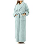 AMhomely Dressing Gown Women, Soft Fleece Women's Robes Housecoat Loungewear Bathrobe Shimmer Fleece Gowns Winter Warm Cozy Shawl Collar Loungewear and Nightwear, 3XL, 1 Mint Green