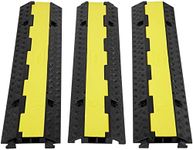 VEVOR 3 Pack Rubber Cable Protector Ramp,98x24 cm 2 Channel, 12000 lbs/axle Capacity Heavy Duty Hose Wire Cover Ramp Driveway, Traffic Speed Bump w/Flip-Open Top Cover&50 ft Warning Tape, for Indoor&Outdoor