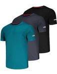 3 Pack T Shirts for Men UK Short Men’S T Shirts Gym Sleeve Shirts Mens T Shirts Running Workout Plain Dry Fit Moisture Wicking Activewear Sports Shirts Fitness Shirts Gym Tops-Black/Grey/Green-S