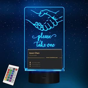 YuanDian Business Card Holder, Light up Card Organizer Business Card Stand, Business Card Display Holder, 16 Color Light LED Acrylic Card Holders Display Office