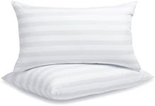 LAVANCE Pillows King Size Set of 2 Hotel Collection Pillows 3D Down Alternative Fiber Filling Bed Pillow for Back, Stomach or Side Sleepers-1.2" White Striped, 20"x36"