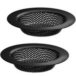 2 Pack - 4.5" Top / 3" Basket - Black Stainless Steel Kitchen Sink Drain Strainer Large Basket Food Catcher. Durable Electroplated Coating