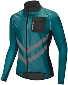 WOSAWE Men's High Visibility Cycling Windbreaker Reflective Bicycle Jacket, Blue XL