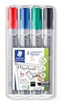 Staedtler Lumocolor Flipchart Marker, Chisel Tip, Water Based, Box of 4 Assorted Colors (Red, Blue, Green, Black), 356 B WP4