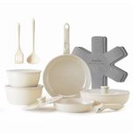 Redchef Ceramic Pots and Pans Set, Nonstick Kitchen Cookware Set with Detachable Handle, Non Toxic Cookware Set 16pcs, PFAS PFOA & PTFE Free, RV Ceramic Cookware for Camping, Dishwasher/Oven Safe