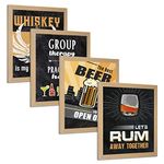 Chaka Chaundh - Cocktail Quotes Wall Frames- Alcohol Quotes Frames - Bar Quotes with Frames -Rum.Whishky Quotes for Décor (Bar Set of 4 - Vintage - Multicolor)