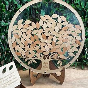 PW TOOLS Guestbook Matrimonio Legno Cuore,Cuore Goccia Libro degli Ospiti Legno Rustico Cuore Amore Tavolo da Sposa dispersione Decorazione Artigianato,60 Cuori, Regalo Rustico