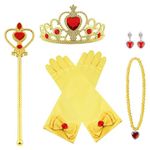 HOTUT Vicloon Princess Dress Up Accessories, 7PCS Princess Costumes Set, Included Princess Crown, Gloves, Magic Wand, Necklace, for Kids Girls Halloween Party Cosplay Set for 3-9 Years - Yellow