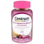 Centrum MultiGummies, Multi+Beauty Multivitamin Gummies, Hair, Skin & Nails Vitamins for Men & Women, Cherry, Berry, and Orange Flavours, 90 Gummies (Packaging May Vary)