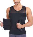 Junlan Shapewear Men's Compression Shirt Sleeveless Slimming Body Shaper Waist Shaper Tummy Control Tank Top Vests Men, black, 3XL