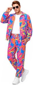 Pushayt 80s Outfit for Men Women - Retro 90s Neon Tracksuit, Vintage Track Suit Set, Halloween Costume & 80s Party (Pastels, XL)