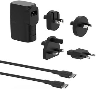 Belkin BoostCharge Hybrid Wall Charger 25W + Power Bank 5K w/Travel Adapter Kit, Portable w/Interchangeable Regional Power Plugs, USB-C & USB-A Ports + 1m USB-C Cable to USB-C Cable - Black