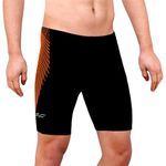 ZIUM Men's Half Tight Shorts Compression Half Tight Shorts Athletic Fit Multi Sports Cycling, Cricket, Football, Badminton, Gym, Fitness swim suit for men (M, Black_orange _105)